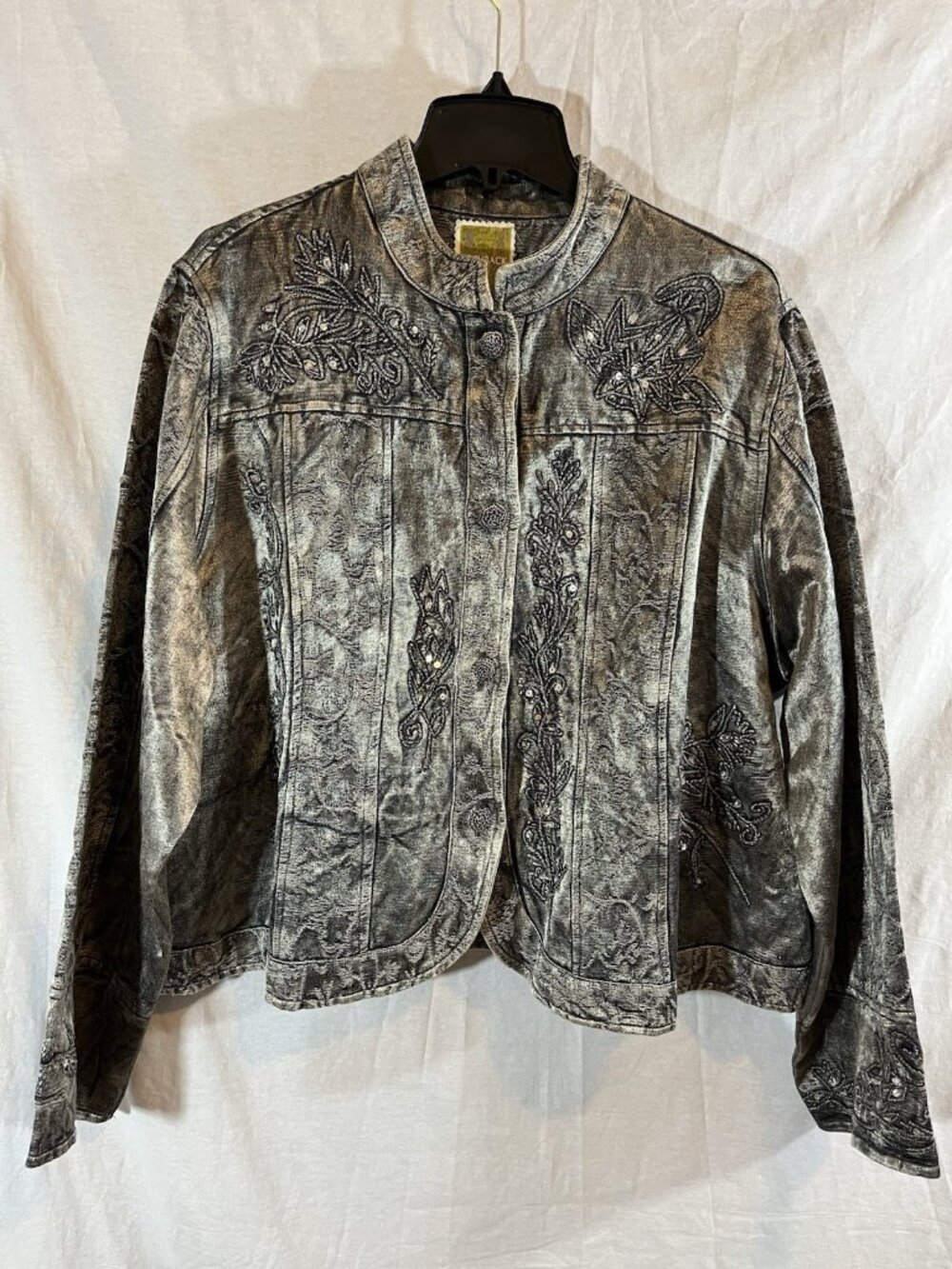 Lashback Women’s 2X Gray Silver Embroidered Jacket